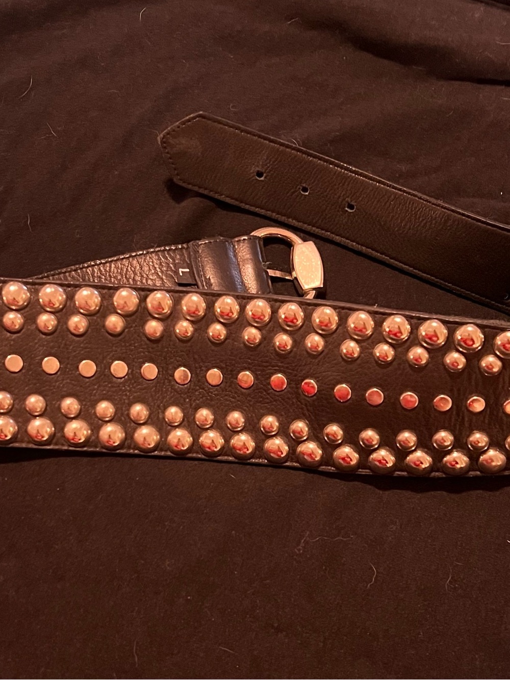 Vintage Neiman Marcus Studded Black Leather Belt with Silver Hardware